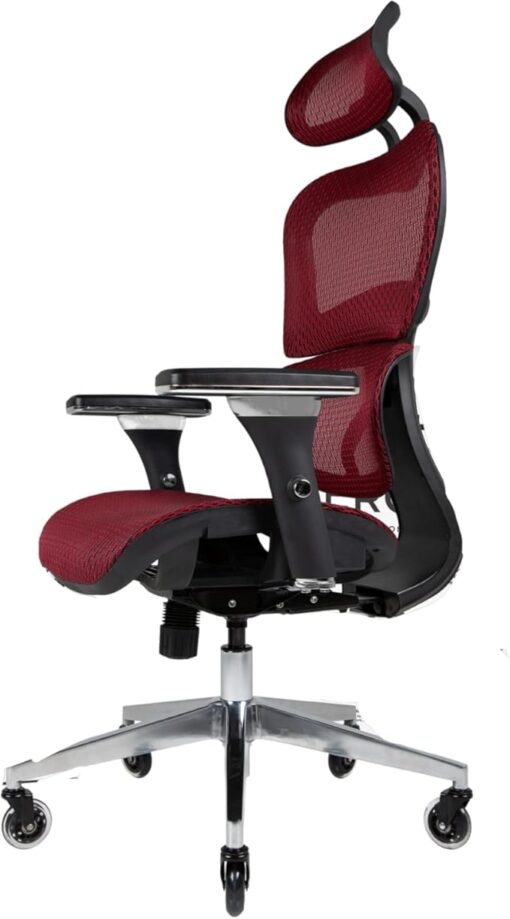 Nouhaus Ergo3D Ergonomic Office Chair Lumbar Support Mesh Office Chair with 4D Adjustable Armrest, Adjustable Headrest and Wheels, Mesh High Back Home Office Desk Chairs(Burgundy) - Hình ảnh chính