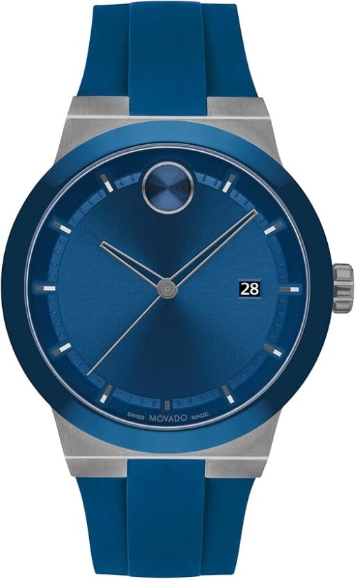 Movado Bold Fusion Men's Luxury Quartz Watch - Swiss Movement, Silicone Strap, Water Resistance 50 Meters (5ATM) - Classic Timepiece - Gift for Him - 42mm