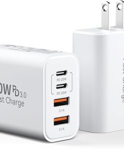 USB C Charger Block, 40W 4 Ports Type C Fast Phone Charging Blocks Cube PD USBC Wall Plug+QC 3.0 USB A Charger Brick Box Power for iPhone 17/16/15/14/13/12 Pro Max, iPad, Samsung Galaxy, Pixel, 2Pack
