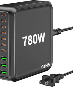 780W USB C Charger Block Fast 10-Port USB C Charging Station GaN PD 120W Laptop Charger Adapter for MacBook Pro/Air, DELL, iPad, iPhone, Samsung Galaxy