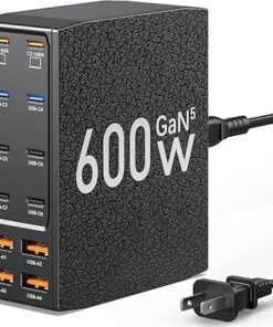 USB Charging Station (600W),12-Port USB C Charger Block with Dual 100W PD USB-C Fast Charging Station Hub for MacBook Pro/Air/All iPad Phone 17/16 15/14/13/Pro Max/Samsung Galaxy Note (Black)